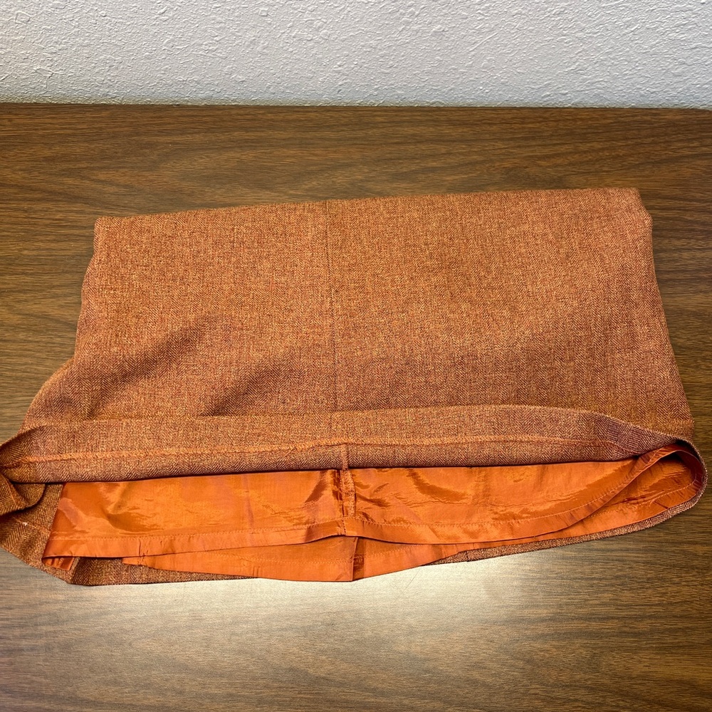 Vintage Giorgio Sant’ Angelo Rust Orange Wool-like Herringbone Skirt - Size 10 - Picture 5 of 8